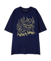 [オーバーサイズ]フィジカルトラベル13番手綿ラウンドネック半袖Tシャツ_ネイビー