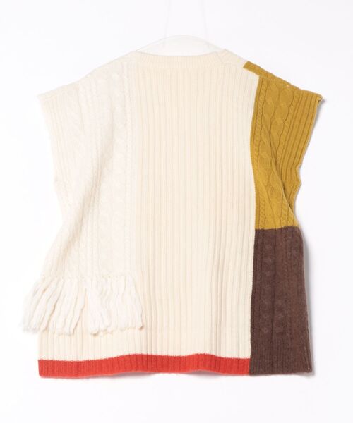 Plantation（プランテーション）の「ブロックインターシャ / ニットベスト / (O)（ベスト・レディース・オフホワイト・M size）」の2枚目の写真