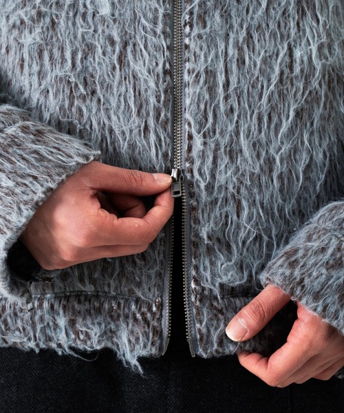 Camphor wood(カンファーウッド)の「SAILOR COLLAR SHAGGY HOODIE / セーラーカラージップアップシャギーフーディ(パーカー・メンズ・グレイッシュブルー/ブラウン・MEDIUM/LARGE)」の13枚目の写真