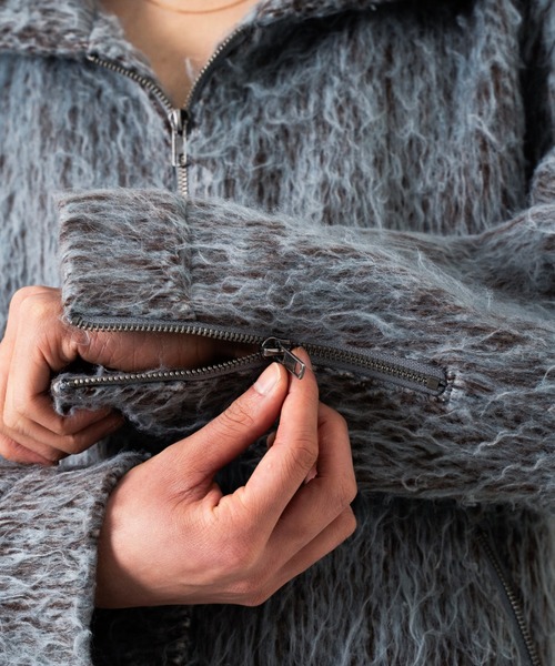 Camphor wood(カンファーウッド)の「SAILOR COLLAR SHAGGY HOODIE / セーラーカラージップアップシャギーフーディ(パーカー・メンズ・グレイッシュブルー/ブラウン・MEDIUM/LARGE)」の14枚目の写真