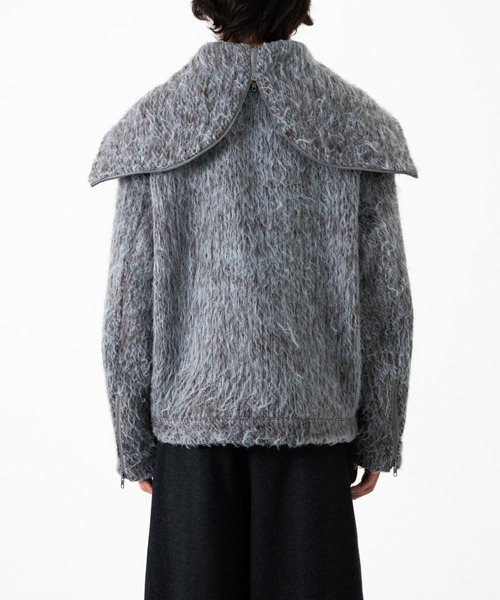 Camphor wood(カンファーウッド)の「SAILOR COLLAR SHAGGY HOODIE / セーラーカラージップアップシャギーフーディ(パーカー・メンズ・グレイッシュブルー/ブラウン・MEDIUM/LARGE)」の16枚目の写真