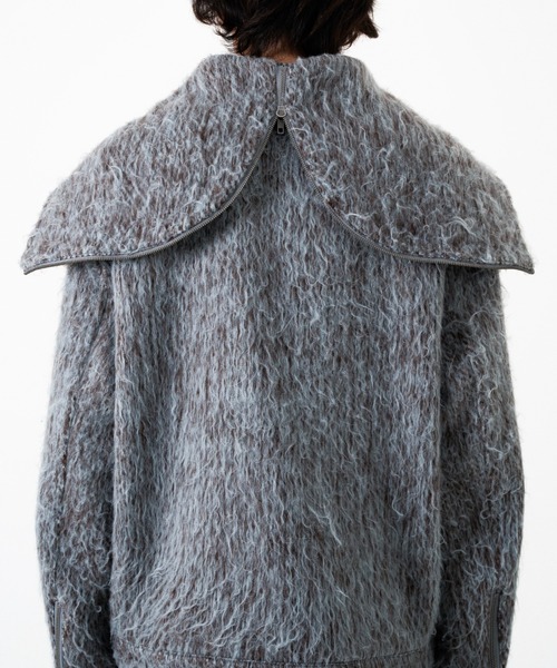 Camphor wood(カンファーウッド)の「SAILOR COLLAR SHAGGY HOODIE / セーラーカラージップアップシャギーフーディ(パーカー・メンズ・グレイッシュブルー/ブラウン・MEDIUM/LARGE)」の17枚目の写真