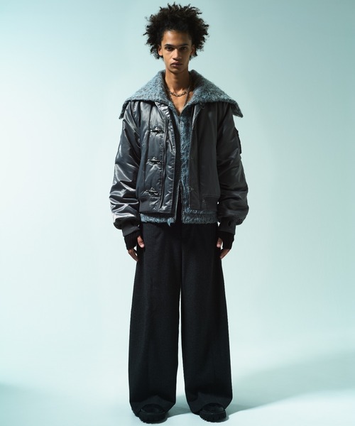 Camphor wood(カンファーウッド)の「SAILOR COLLAR SHAGGY HOODIE / セーラーカラージップアップシャギーフーディ(パーカー・メンズ・グレイッシュブルー/ブラウン・MEDIUM/LARGE)」の20枚目の写真