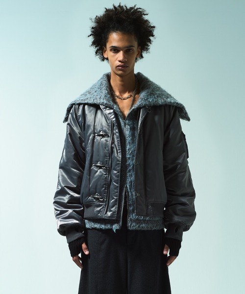 Camphor wood(カンファーウッド)の「SAILOR COLLAR SHAGGY HOODIE / セーラーカラージップアップシャギーフーディ(パーカー・メンズ・グレイッシュブルー/ブラウン・MEDIUM/LARGE)」の10枚目の写真