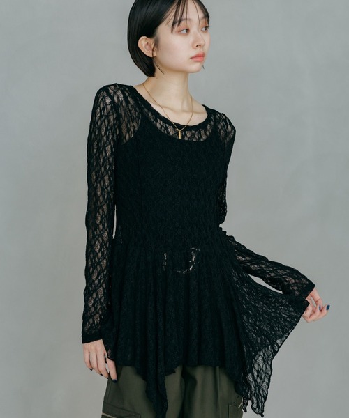 PAGEBOY(ページボーイ)の「イレヘムレイヤードワンピース(チュニック・レディース・オフホワイト/ブラック・FREE)」の2枚目の写真