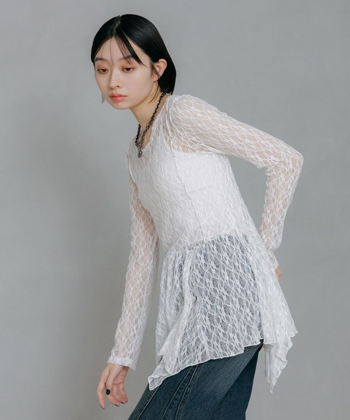 PAGEBOY(ページボーイ)の「イレヘムレイヤードワンピース(チュニック・レディース・オフホワイト/ブラック・FREE)」の7枚目の写真