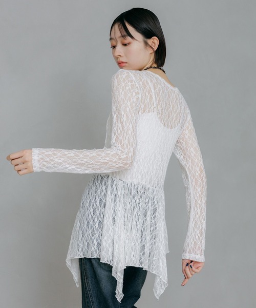 PAGEBOY(ページボーイ)の「イレヘムレイヤードワンピース(チュニック・レディース・オフホワイト/ブラック・FREE)」の8枚目の写真