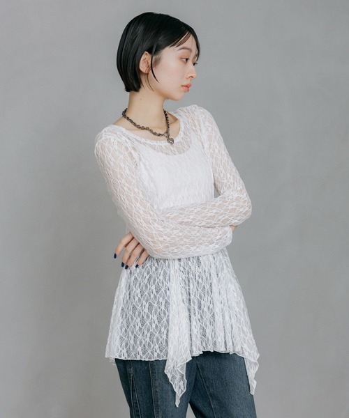 PAGEBOY(ページボーイ)の「イレヘムレイヤードワンピース(チュニック・レディース・オフホワイト/ブラック・FREE)」の9枚目の写真