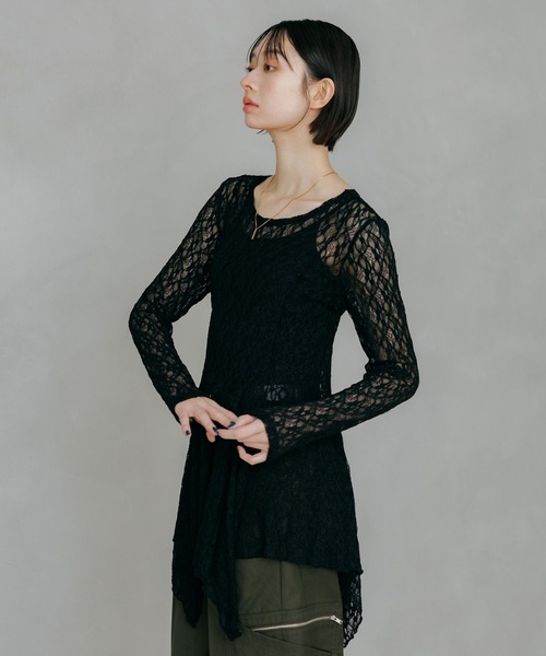 PAGEBOY(ページボーイ)の「イレヘムレイヤードワンピース(チュニック・レディース・オフホワイト/ブラック・FREE)」の15枚目の写真