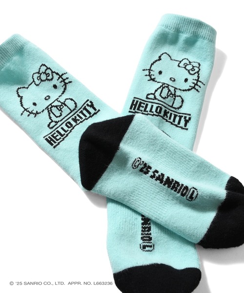 sanrio（サンリオ）の「サンリオキャラクターズ × ホームゲーム [HOMEGAME] - ハローキティー ソックス 靴下 [HELLO KITTY HOMEGAME SOCKS HG251701]（ソックス/靴下・レディース・エメラルドブルー・23-25cm）」の3枚目の写真