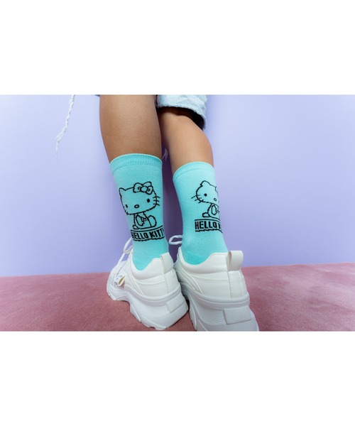 sanrio（サンリオ）の「サンリオキャラクターズ × ホームゲーム [HOMEGAME] - ハローキティー ソックス 靴下 [HELLO KITTY HOMEGAME SOCKS HG251701]（ソックス/靴下・レディース・エメラルドブルー・23-25cm）」の5枚目の写真