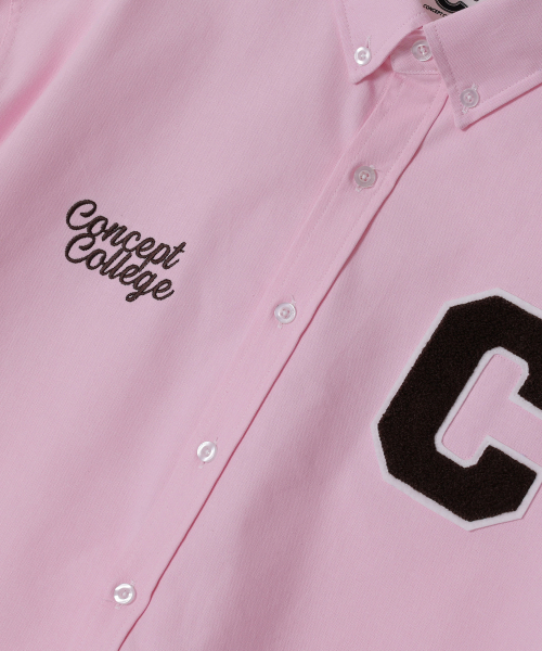 CONCEPTCOLLEGE（コンセプトカレッジ）の「[24FW New Version] ブラウンCパッチオックスフォード長袖シャツ_ピンク [男女共用]（シャツ/ブラウス・レディース・ピンク・X-LARGE/LARGE/MEDIUM）」の3枚目の写真