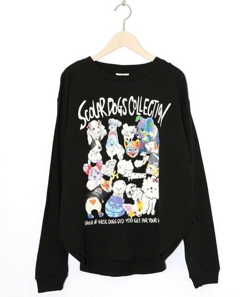 ScoLar(スカラー)の「ScoLar(スカラー) スカラーわんちゃんコレクション柄ロンT(Tシャツ/カットソー・レディース・ブラック/オフホワイト・MEDIUM)」の12枚目の写真