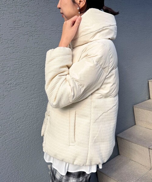 MICO COULIER（ミコクリエ）の「クラシカルツィードダウン（ダウンジャケット/コート・レディース・オフホワイト/ブラック・38）」の10枚目の写真