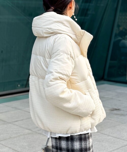 MICO COULIER（ミコクリエ）の「クラシカルツィードダウン（ダウンジャケット/コート・レディース・オフホワイト/ブラック・38）」の13枚目の写真