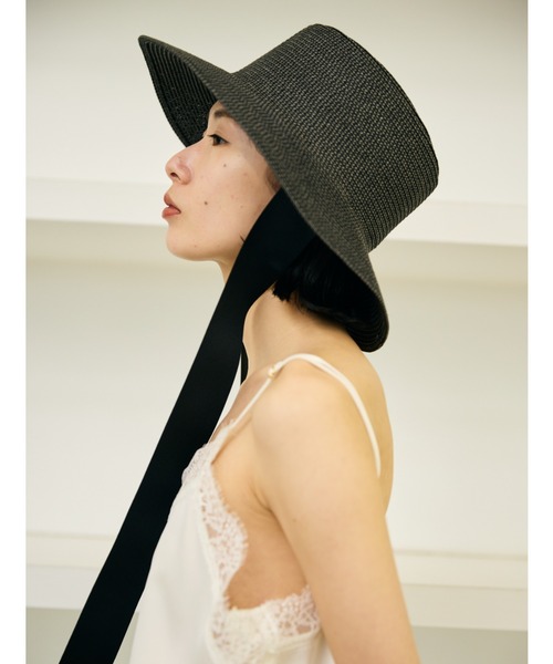 AIC.（エーアイシー）の「ロングリボンワイドブリムペーパーハット/サイズ調節可能/紐取り外し可能（ハット・レディース・ブラック/ベージュ・FREE）」の20枚目の写真