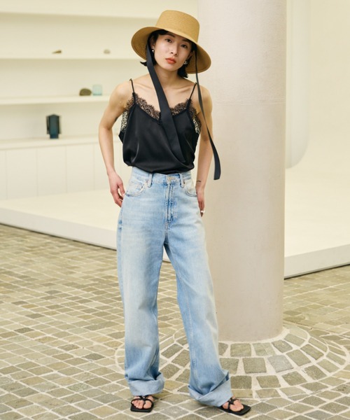 AIC.（エーアイシー）の「ロングリボンワイドブリムペーパーハット/サイズ調節可能/紐取り外し可能（ハット・レディース・ブラック/ベージュ・FREE）」の17枚目の写真