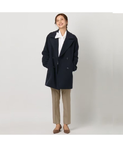 AOYAMA（アオヤマ）の「【カシミヤブレンド】ウールショート丈Pコート（ピーコート・レディース・ネイビー・M）」の13枚目の写真