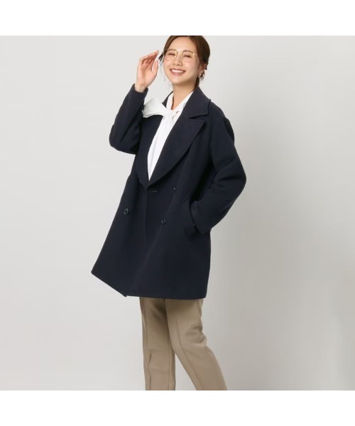 AOYAMA（アオヤマ）の「【カシミヤブレンド】ウールショート丈Pコート（ピーコート・レディース・ネイビー・M）」の12枚目の写真