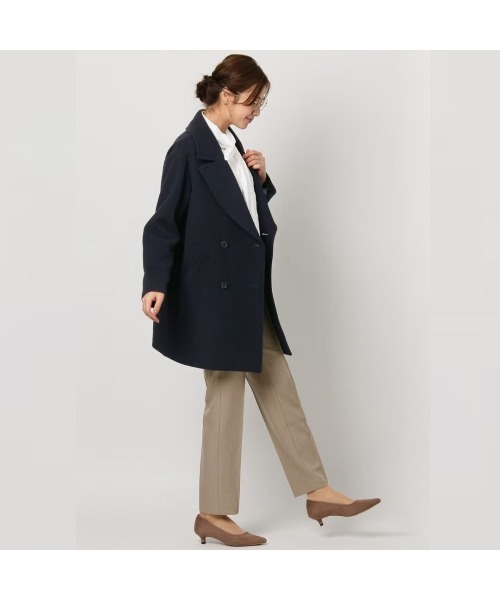 AOYAMA（アオヤマ）の「【カシミヤブレンド】ウールショート丈Pコート（ピーコート・レディース・ネイビー・M）」の14枚目の写真