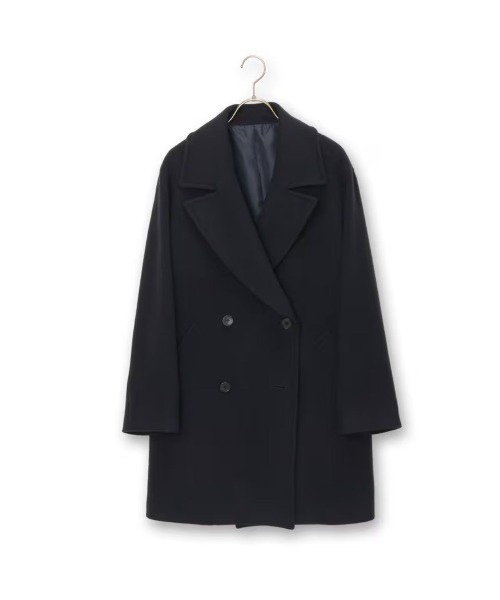 AOYAMA（アオヤマ）の「【カシミヤブレンド】ウールショート丈Pコート（ピーコート・レディース・ネイビー・M）」の4枚目の写真