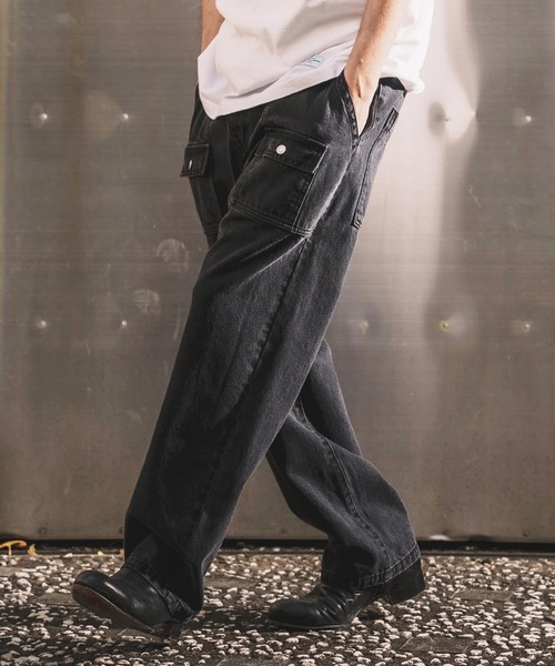 WONDER WALL MOTEL(ワンダーウォールモーテル)の「mp14449-AGING BLACK DENIM BUSH PANTS ブラックデニムブッシュパンツ(26SSPT006)(デニムパンツ・メンズ・ブラック・XL/L/M/S)」の2枚目の写真