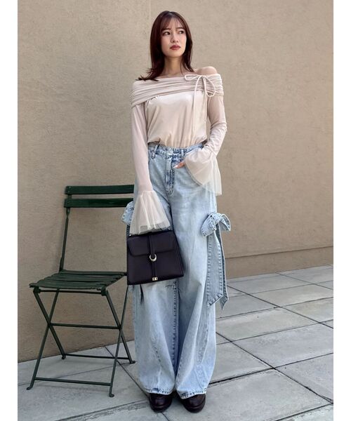 dazzlin（ダズリン）の「シアーベロアオフショルトップスⅡ（Tシャツ/カットソー・レディース・ミント/ベージュ・FREE）」の8枚目の写真