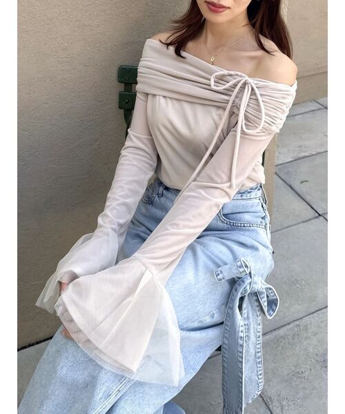 dazzlin（ダズリン）の「シアーベロアオフショルトップスⅡ（Tシャツ/カットソー・レディース・ミント/ベージュ・FREE）」の11枚目の写真