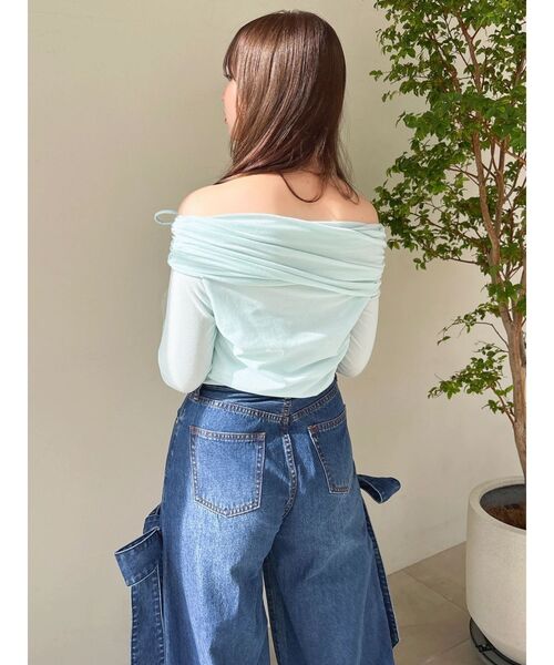 dazzlin（ダズリン）の「シアーベロアオフショルトップスⅡ（Tシャツ/カットソー・レディース・ミント/ベージュ・FREE）」の16枚目の写真