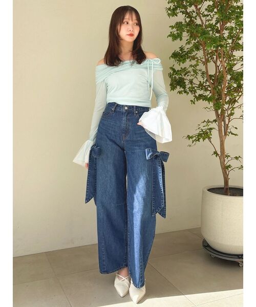 dazzlin（ダズリン）の「シアーベロアオフショルトップスⅡ（Tシャツ/カットソー・レディース・ミント/ベージュ・FREE）」の18枚目の写真