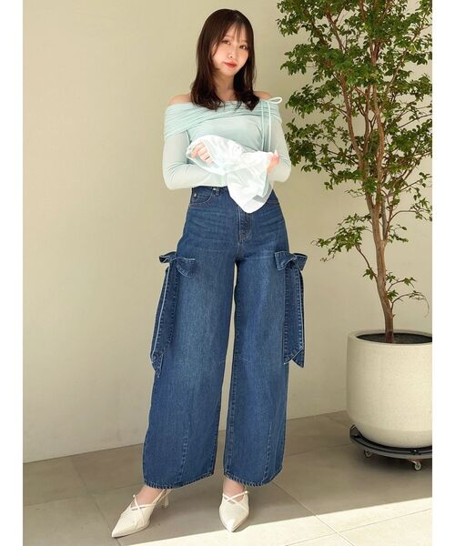 dazzlin（ダズリン）の「シアーベロアオフショルトップスⅡ（Tシャツ/カットソー・レディース・ミント/ベージュ・FREE）」の19枚目の写真