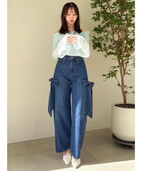 dazzlin（ダズリン）の「シアーベロアオフショルトップスⅡ（Tシャツ/カットソー・レディース・ミント/ベージュ・FREE）」の21枚目の写真