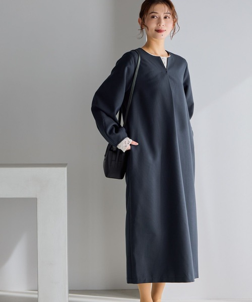 ワンピース WEB限定】キーネックフォルムワンピース《オケージョン2026SS