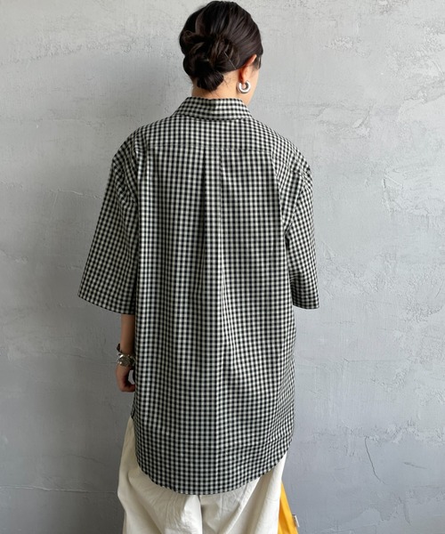 FRED PERRY（フレッドペリー）の「[FRED PERRY/フレッドペリー] ワンポイントロゴ刺繍 ギンガムチェック ショートスリーブシャツ（シャツ/ブラウス・レディース・モスグリーン/サックスブルー・M/L）」の12枚目の写真