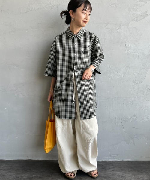 FRED PERRY（フレッドペリー）の「[FRED PERRY/フレッドペリー] ワンポイントロゴ刺繍 ギンガムチェック ショートスリーブシャツ（シャツ/ブラウス・レディース・モスグリーン/サックスブルー・M/L）」の13枚目の写真