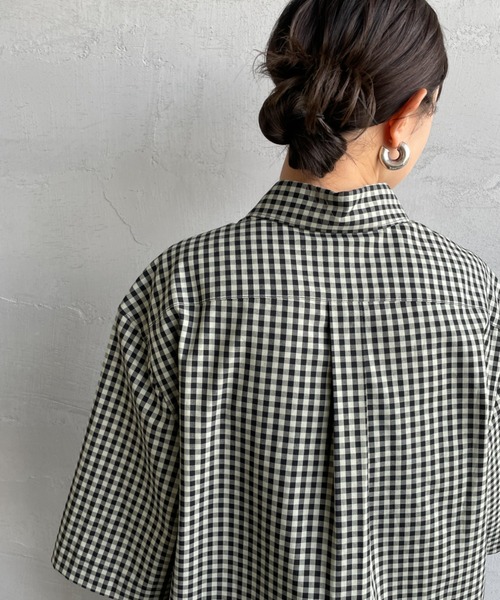 FRED PERRY（フレッドペリー）の「[FRED PERRY/フレッドペリー] ワンポイントロゴ刺繍 ギンガムチェック ショートスリーブシャツ（シャツ/ブラウス・レディース・モスグリーン/サックスブルー・M/L）」の15枚目の写真