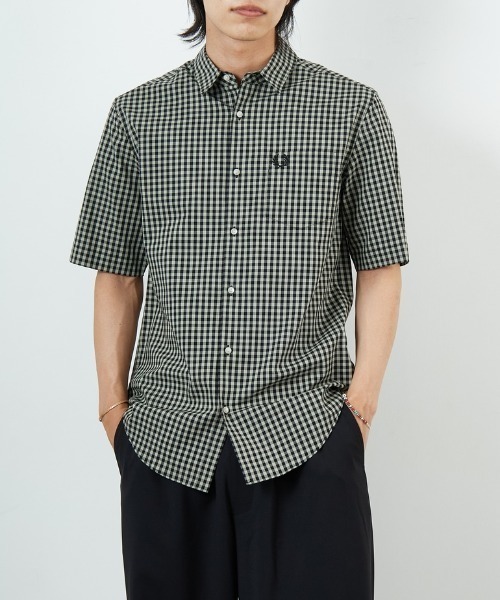 FRED PERRY（フレッドペリー）の「[FRED PERRY/フレッドペリー] ワンポイントロゴ刺繍 ギンガムチェック ショートスリーブシャツ（シャツ/ブラウス・レディース・モスグリーン/サックスブルー・M/L）」の17枚目の写真