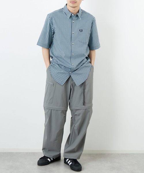 FRED PERRY（フレッドペリー）の「[FRED PERRY/フレッドペリー] ワンポイントロゴ刺繍 ギンガムチェック ショートスリーブシャツ（シャツ/ブラウス・レディース・モスグリーン/サックスブルー・M/L）」の6枚目の写真