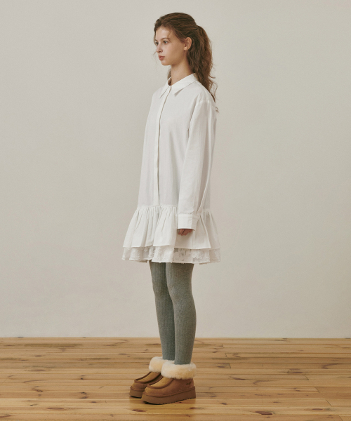 BELLOL（ベロエル）の「Ruffle layered shirt dress IVORY（ワンピース・レディース・その他・FREE）」の3枚目の写真