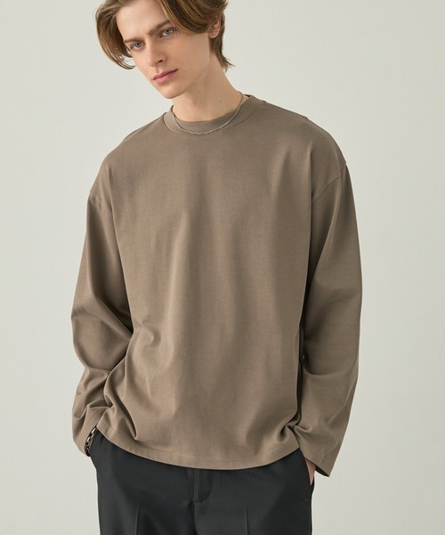EASENCE（イーズエンス）の「【EASENCE】ボックスシルエット サイドスリット ベーシックロングスリーブTシャツ / UVカット＜COMFORT EDITシリーズ＞（Tシャツ/カットソー・メンズ・ホワイト/ダークグレー/モカ/ネイビー/ブラック・S/M/L）」の4枚目の写真