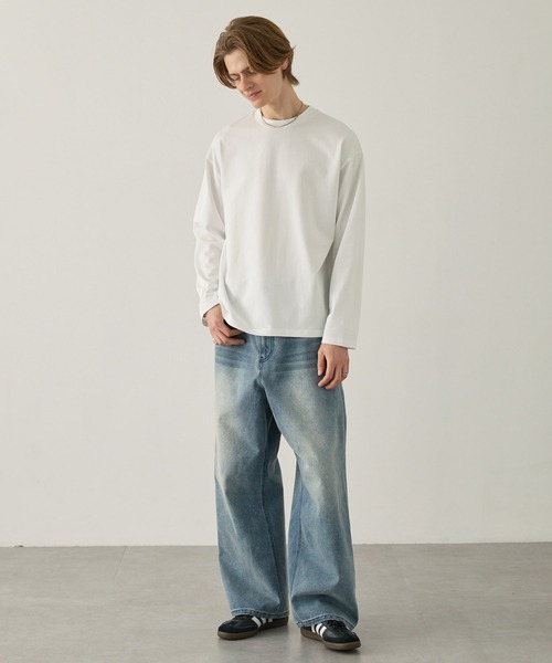 EASENCE(イーズエンス)の「【EASENCE】<COMFORT EDITシリーズ>ボックスシルエット サイドスリット ベーシックロングスリーブTシャツ / UVカット(Tシャツ/カットソー・メンズ・ホワイト/ダークグレー/モカ/ネイビー/ブラック・S/M/L)」の22枚目の写真