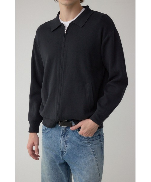 AZUL by moussy（アズールバイマウジー）の「ジップアップ襟付きニットカーディガン（カーディガン/ボレロ・メンズ・ダークグレー/ライトブラック/ブラウン・LARGE/X-LARGE/MEDIUM）」の4枚目の写真