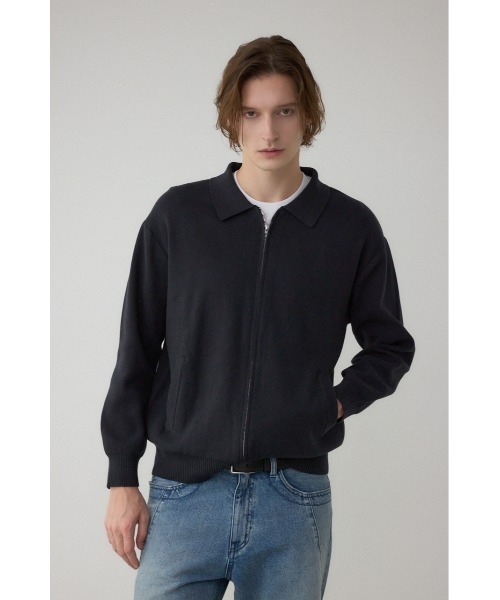 AZUL by moussy（アズールバイマウジー）の「ジップアップ襟付きニットカーディガン（カーディガン/ボレロ・メンズ・ダークグレー/ライトブラック/ブラウン・LARGE/X-LARGE/MEDIUM）」の5枚目の写真