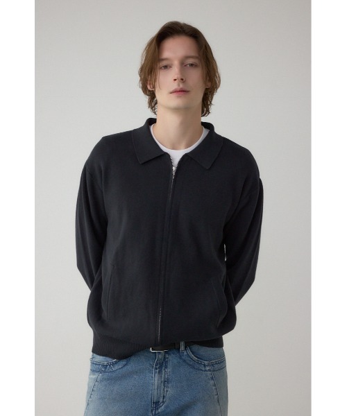 AZUL by moussy（アズールバイマウジー）の「ジップアップ襟付きニットカーディガン（カーディガン/ボレロ・メンズ・ダークグレー/ライトブラック/ブラウン・LARGE/X-LARGE/MEDIUM）」の6枚目の写真