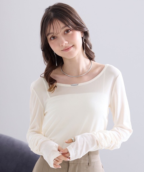 Elishe(エリシェ)の「シアギャザートップス(Tシャツ/カットソー・レディース・ホワイト/ピンク/ブラック/ライトブルー・FREE)」の10枚目の写真