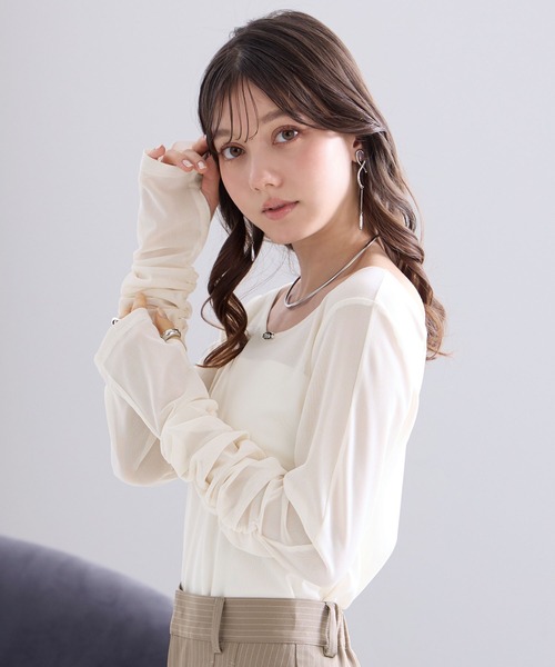 Elishe(エリシェ)の「シアギャザートップス(Tシャツ/カットソー・レディース・ホワイト/ピンク/ブラック/ライトブルー・FREE)」の11枚目の写真