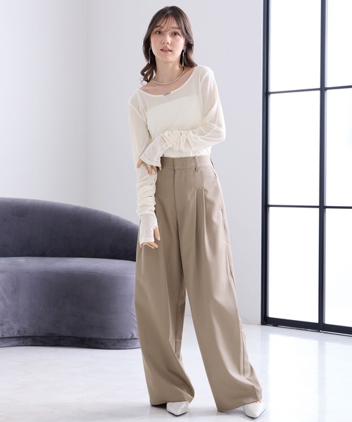 Elishe(エリシェ)の「シアギャザートップス(Tシャツ/カットソー・レディース・ホワイト/ピンク/ブラック/ライトブルー・FREE)」の13枚目の写真