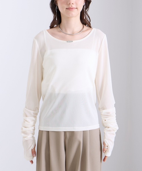 Elishe(エリシェ)の「シアギャザートップス(Tシャツ/カットソー・レディース・ホワイト/ピンク/ブラック/ライトブルー・FREE)」の15枚目の写真