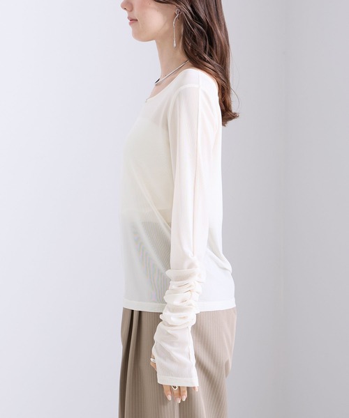 Elishe(エリシェ)の「シアギャザートップス(Tシャツ/カットソー・レディース・ホワイト/ピンク/ブラック/ライトブルー・FREE)」の16枚目の写真