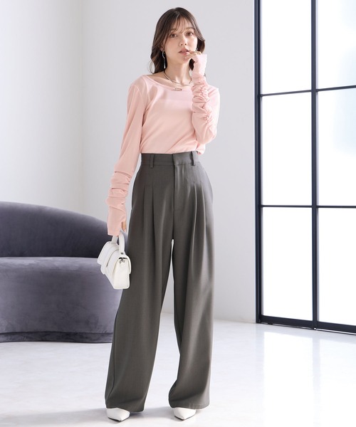 Elishe(エリシェ)の「シアギャザートップス(Tシャツ/カットソー・レディース・ホワイト/ピンク/ブラック/ライトブルー・FREE)」の6枚目の写真